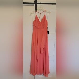 NWT Lulu's Coral Asymmetrical Maxi Dress - Size Small